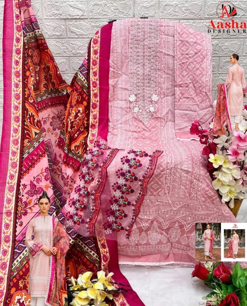 Aasha 1052 Chiffon Dupatta Hit Pakistani Suits Collection