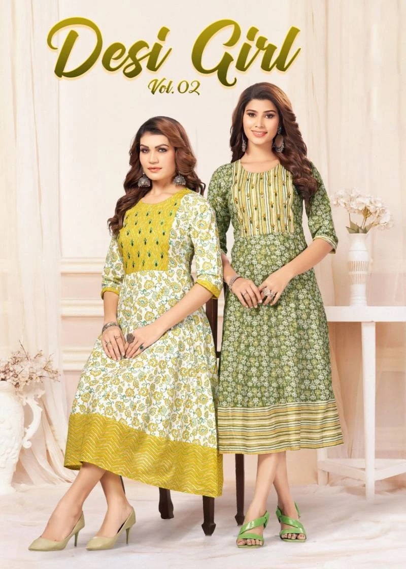 Mayra Desi Girl Vol 2 Cotton Printed Umbrella Kurti Collection