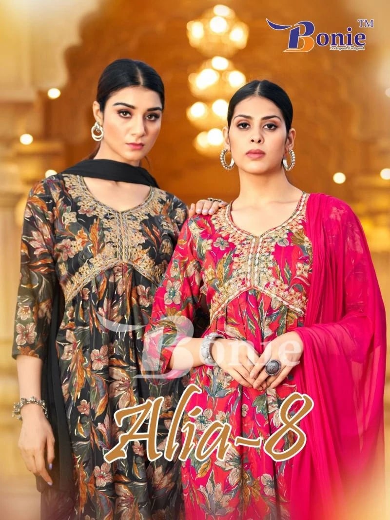 Bonie Alia 8 Aila Cut Printed Kurti Bottom With Dupatta Collection
