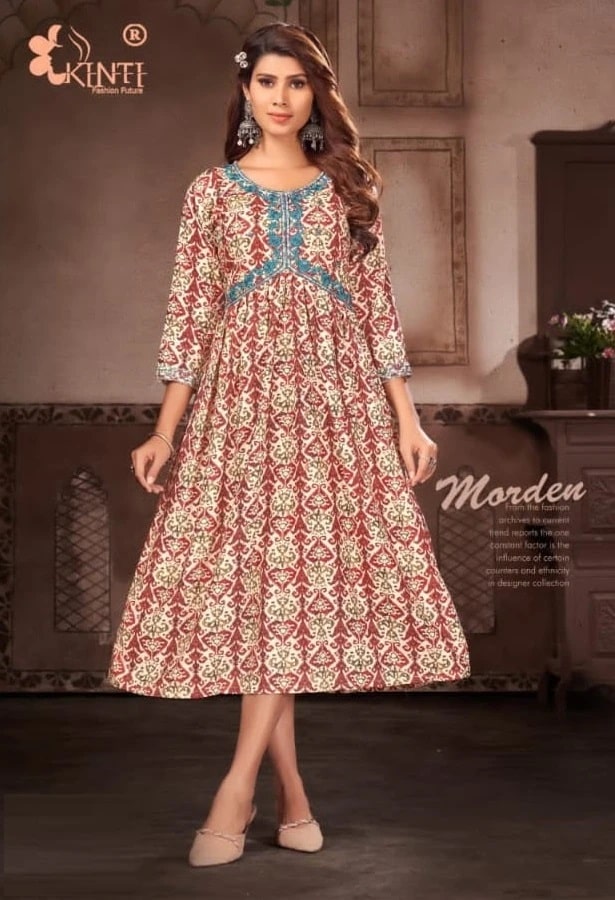 Kinti Shivani Embroidery Aila Cut Kurti Wholesale Price