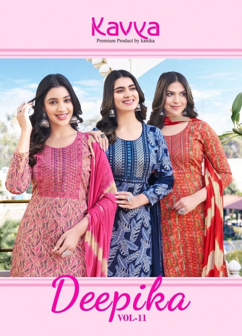 Kavya Deepika Vol 11 Embroidery Kurti Bottom With Dupatta