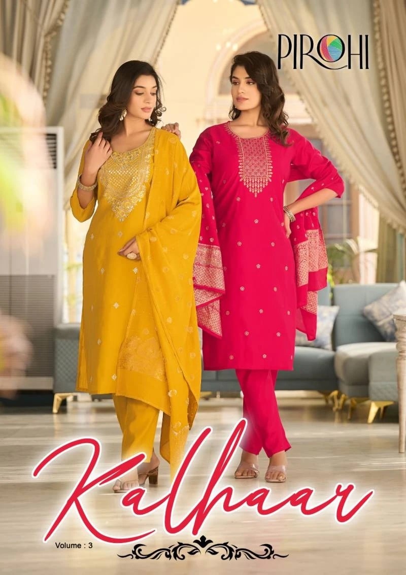 Pirohi Kalhaar Vol 3 Silk Festive Wear Kurti Bottom With Dupatta Collection