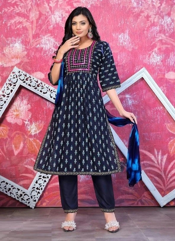 Trendy Fantasy Vol 2 Naira Cut Festive Kurti Pant With Dupatta Collection