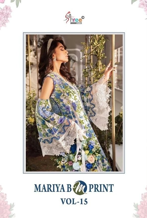 Shree Maria B M Print Vol 15 Pakistani Suits Chiffon Dupatta