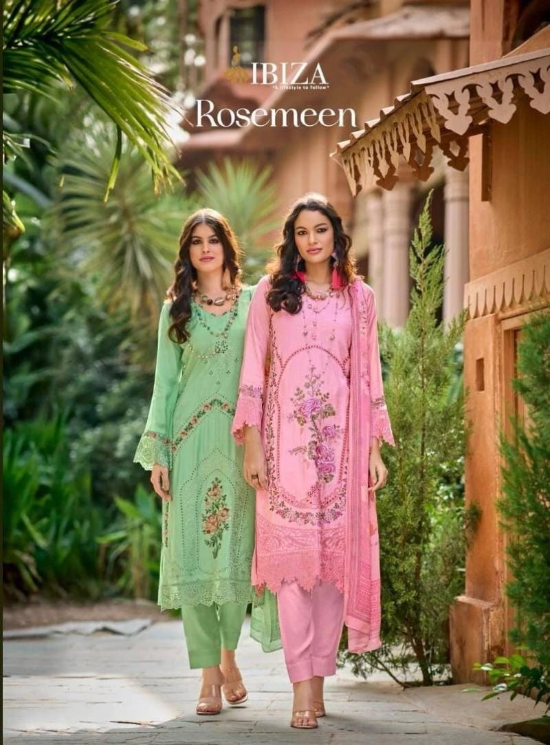 Ibiza Rosemeen Muslin Exclusive Designer Suits Collection
