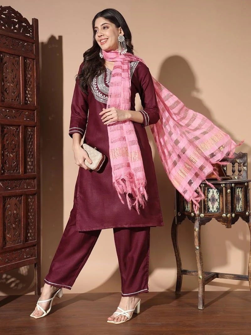 Eliza Vol 2 Slub Cotton Kurti Pant With Dupatta Collection