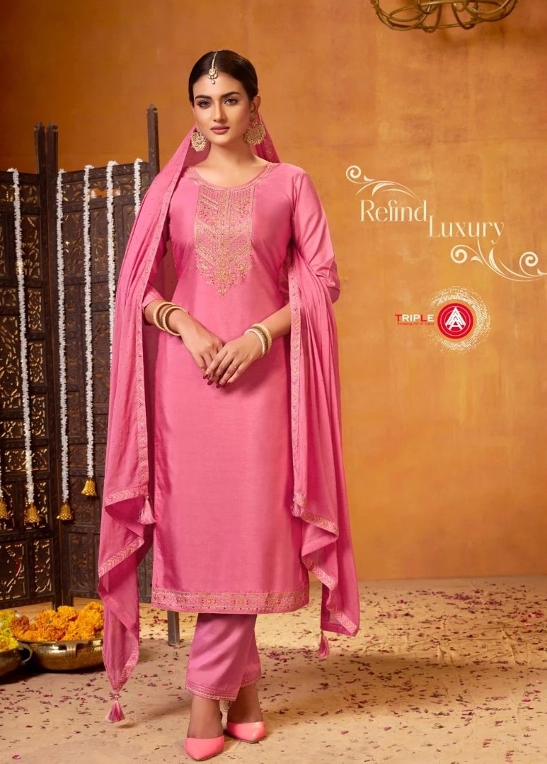 Triple Aaa Blizz Silk Designer Dress Material Wholesale Price