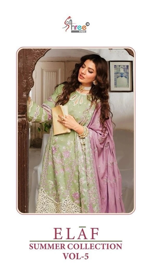 Shree Elaf Summer Collection Vol 5 Cotton Pakistani Suits Chiffon Dupatta