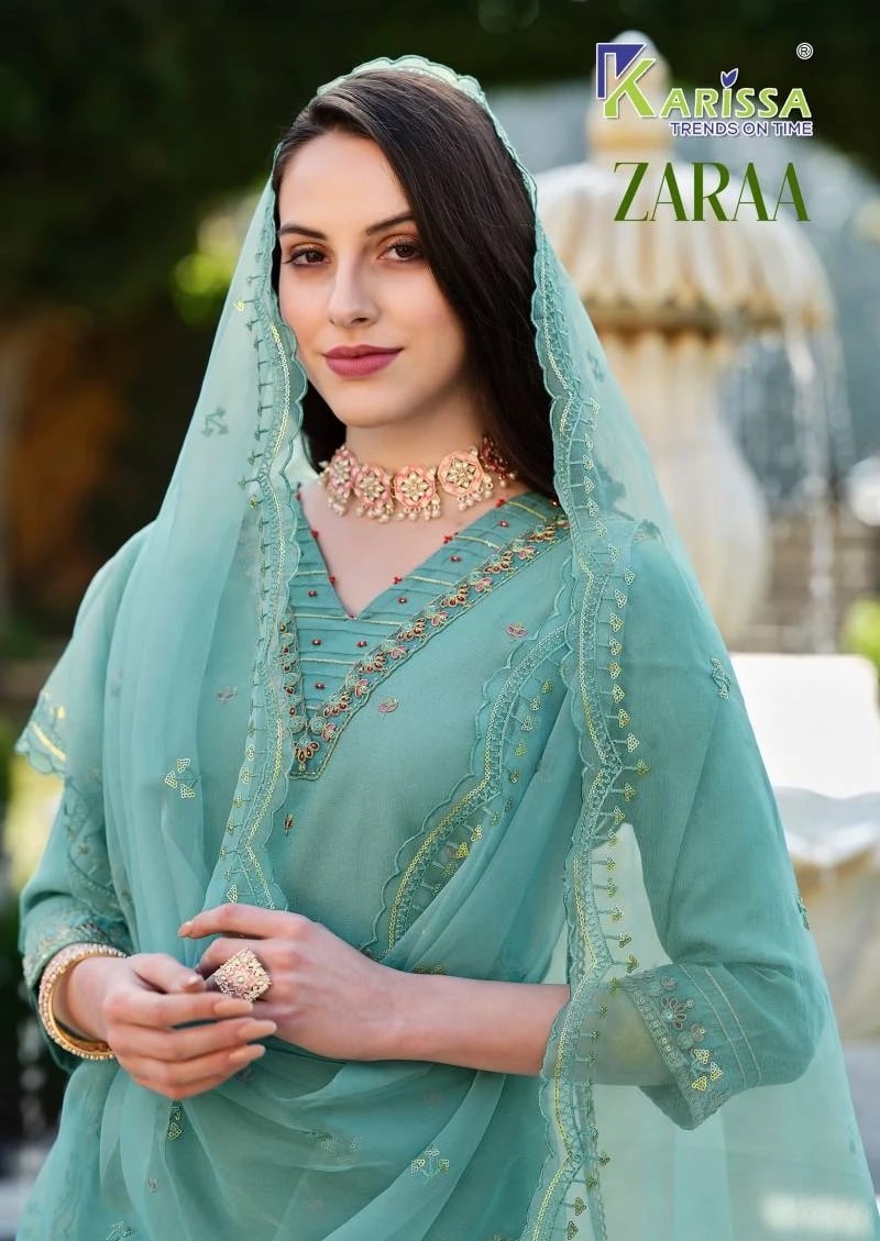 Karissa Zaraa Liva Silk Designer Kurti Pant With Dupatta Collection