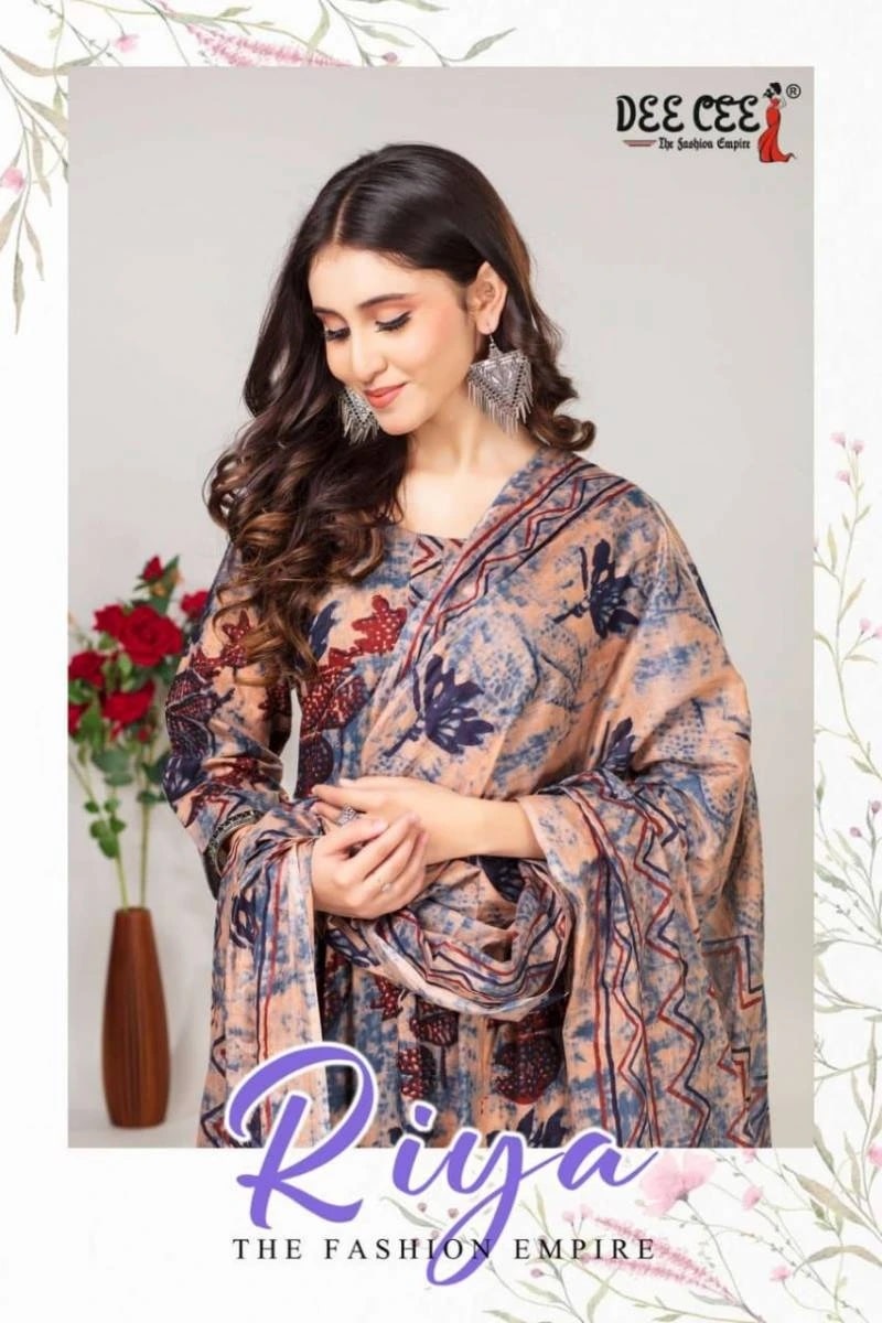 Deecee Riya Cotton Printed Long Kurti Bottom With Dupatta Collection