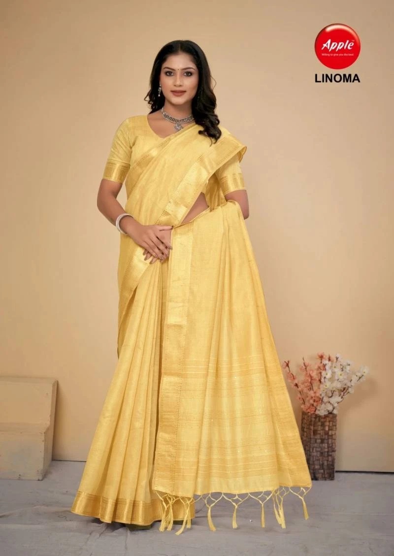 Apple Linoma 03 Cotton Silk Plain Sarees Collection