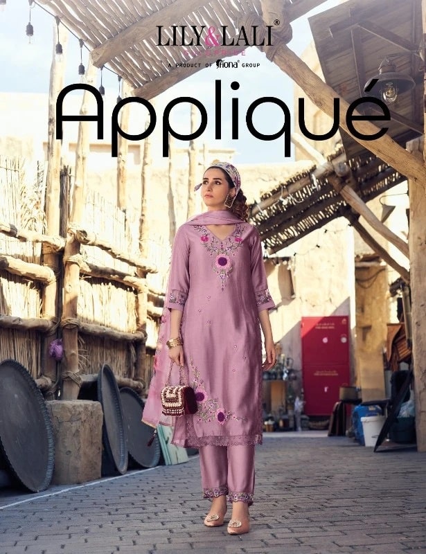 Lily And Lali Applique Embroidery Kurti Bottom With Dupatta Collection