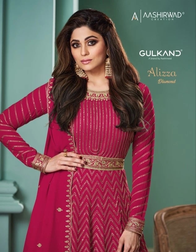 Aashirwad Alizza Diamond Georgette Designer Salwar Suits Wholesale