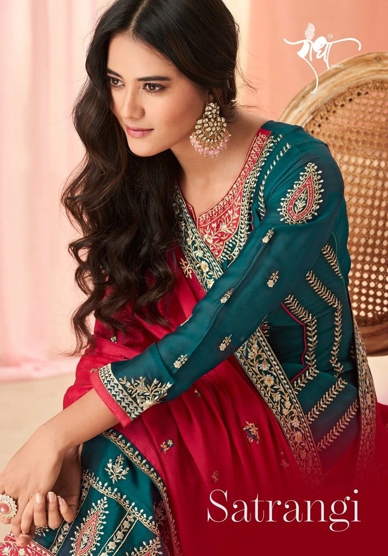 Radha Satrangi Silk Designer Kurti Palazzo WIth Dupatta Collection