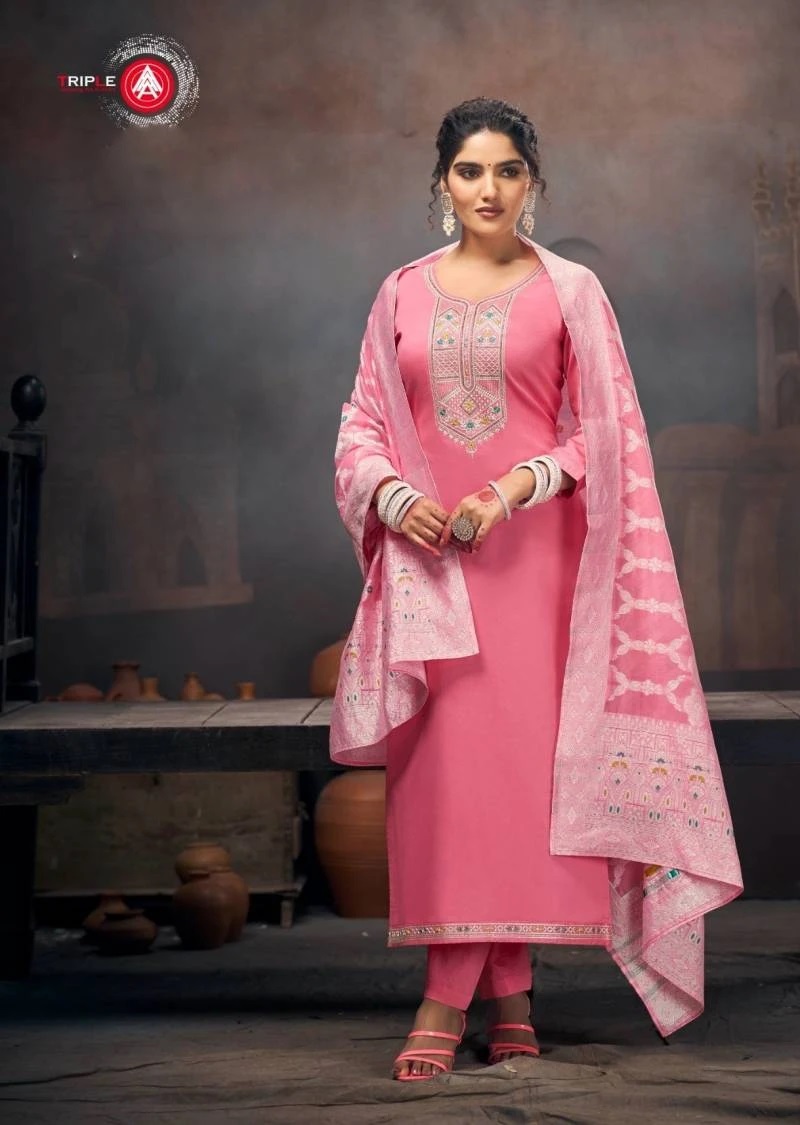 Triplee Aaa Aas Vol 4 Jarkan Work Cotton Salwar Suits Collection