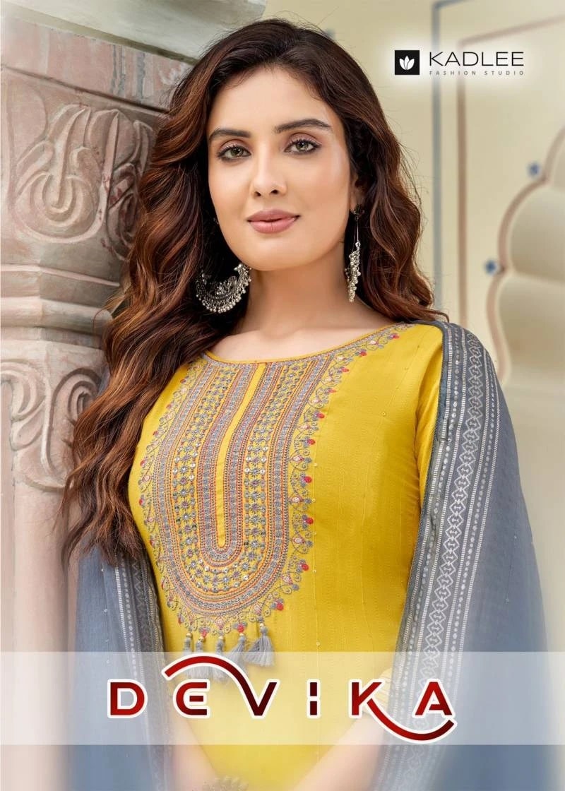 Kadlee Devika Rayon Embroidery Kurti Pant With Dupatta Collection