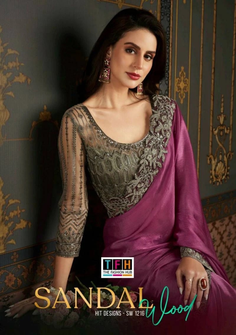 Tfh Sandalwood Sw 1216 Hits Silk Designer Saree Collection