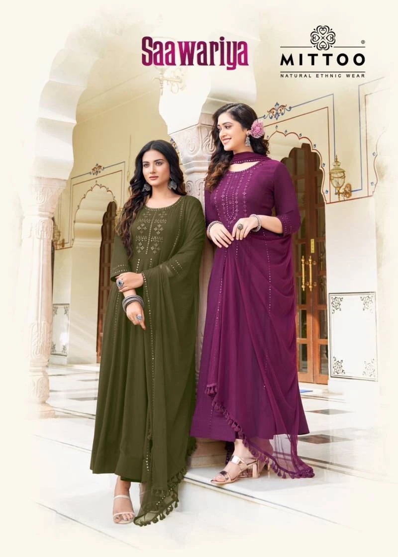 Mittoo Saawariya Handwork Long Kurti With Dupatta Set
