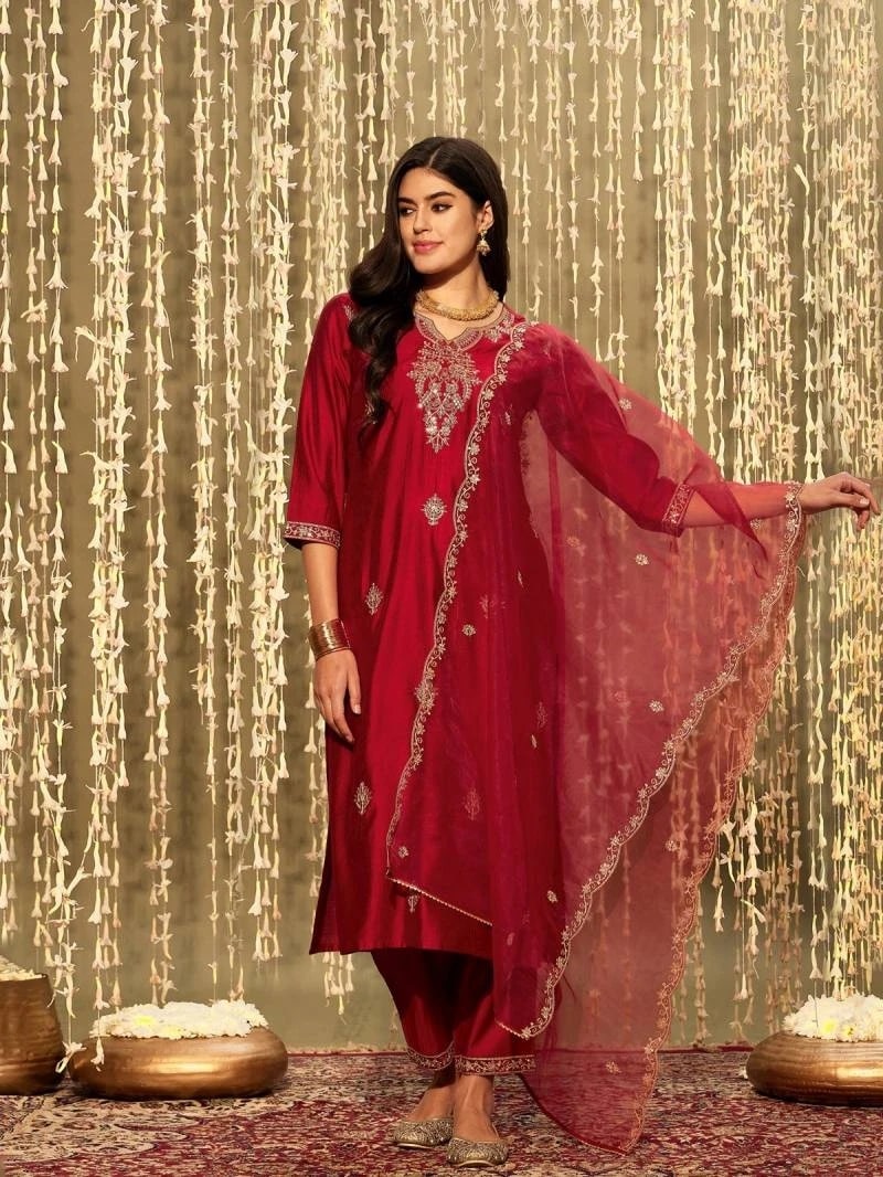 Indo Era 2417 Embroidered Kurti Pant With Dupatta Collection