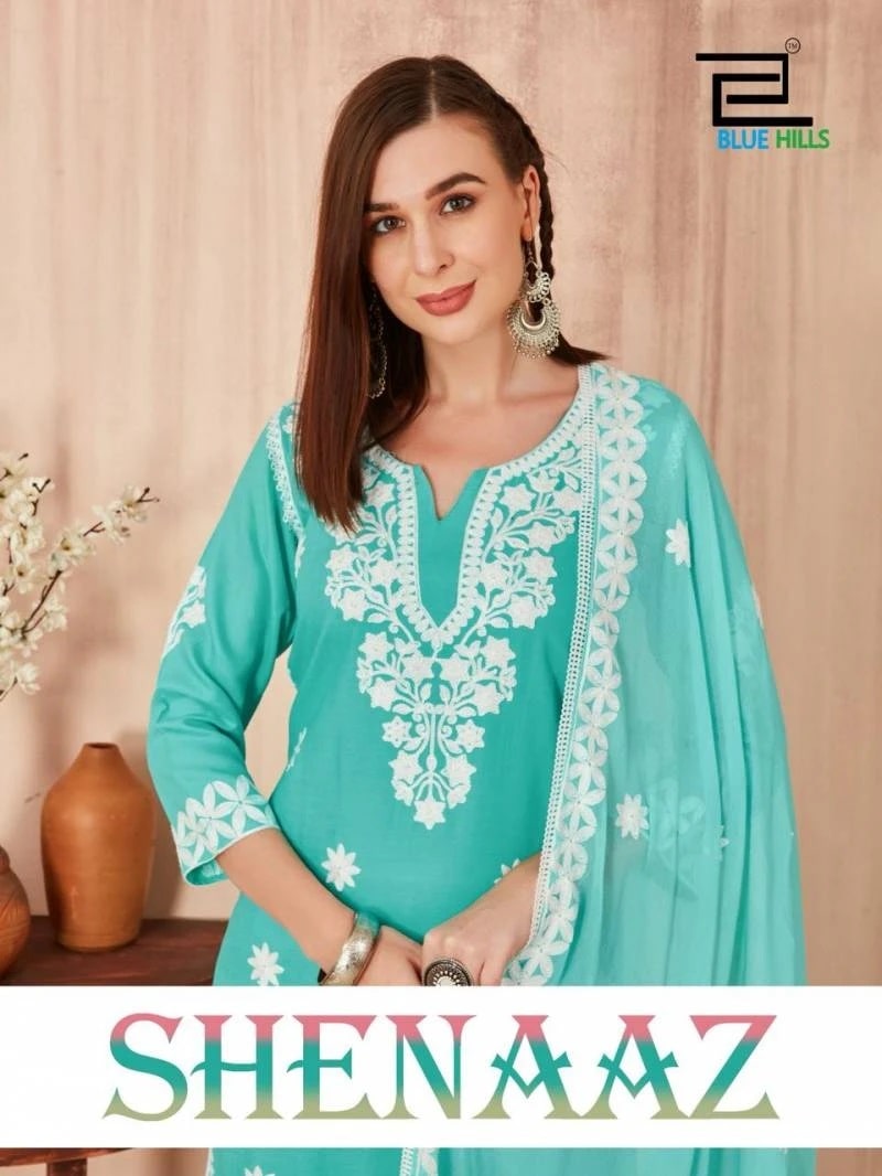Blue Hills Shenaaz Thread Work Kurti Pant With Dupatta Collection
