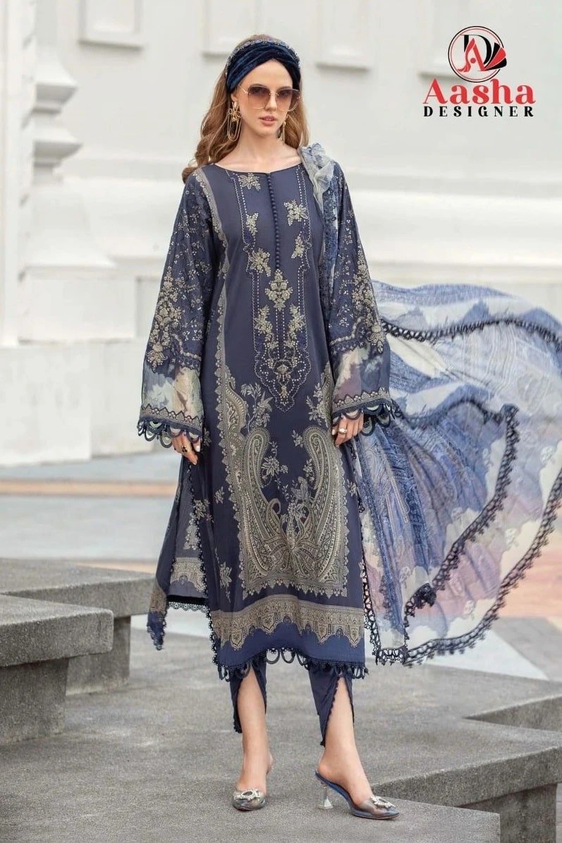 Aasha 1006 And 1007 Lawn Pakistani Suit Cotton Dupatta Collection