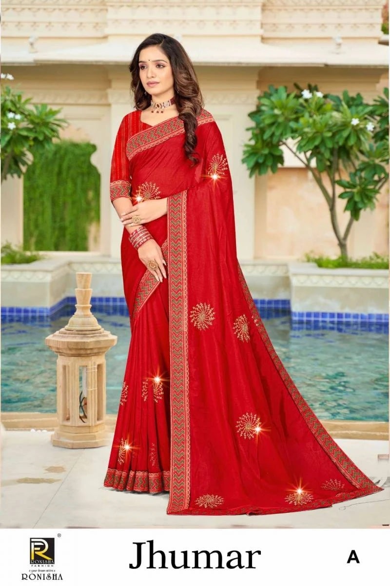 Ronisha Jhumar Siroski Work Silk Saree Collection