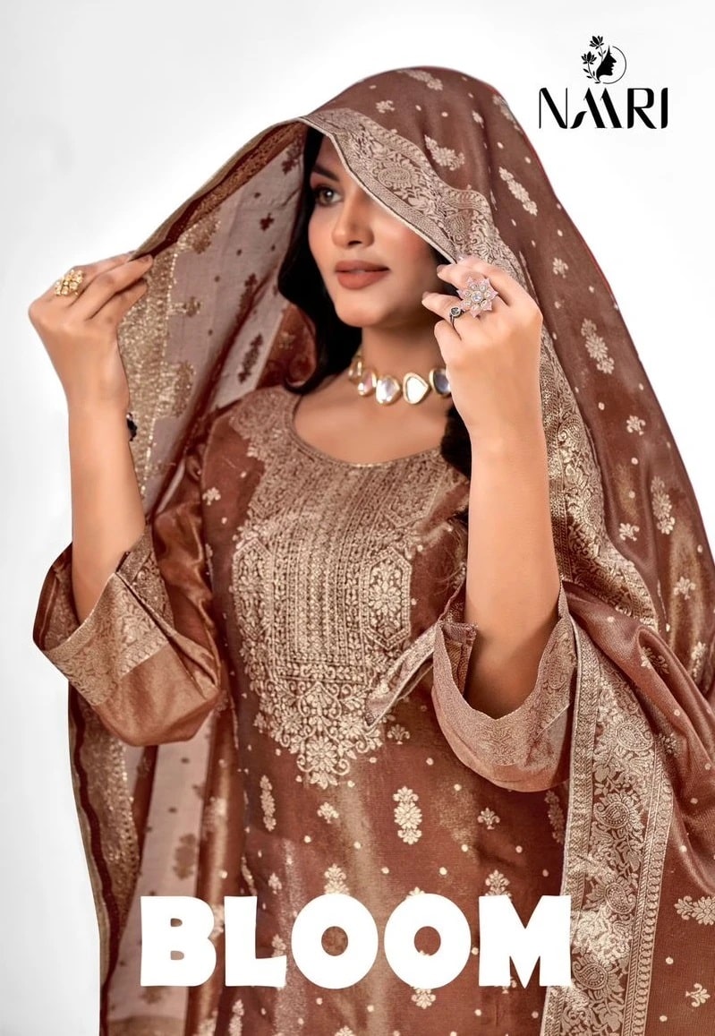Naari Bloom Siroski Work Design Jacquard Salwar Kameez Collection