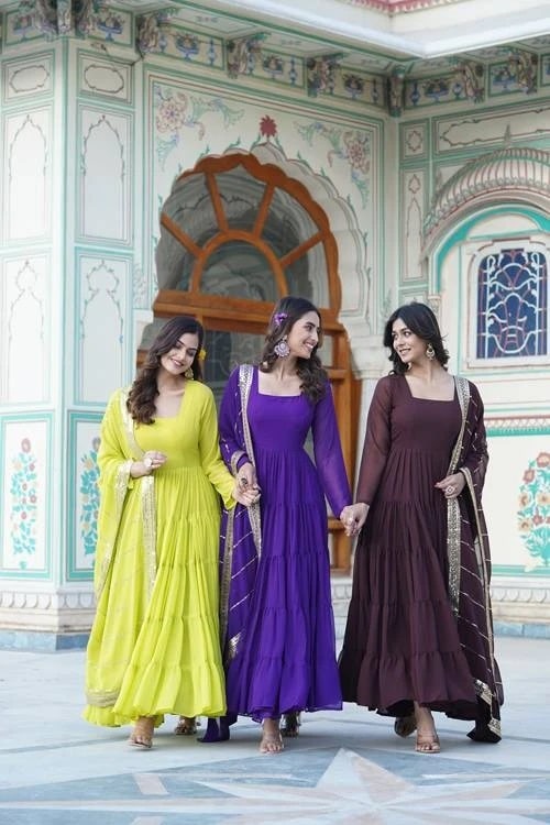 Vamika Vol 32 Festive Wear Flaired Gown With Dupatta Collection