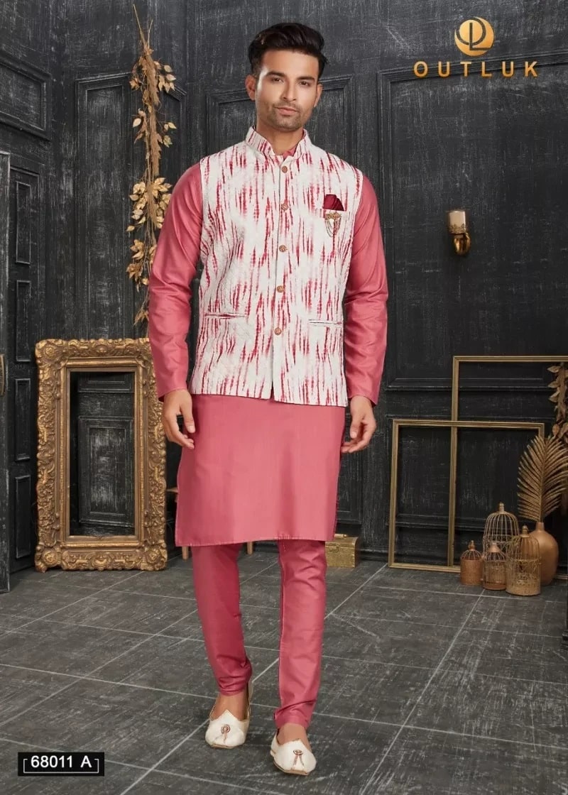 Outluk Vol 68 A Nx Wedding Mens Wear Kurta Pajama With Jacket Set