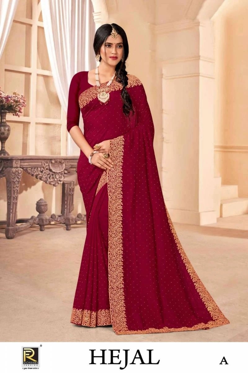 Ronisha Hejal Diomond Work Silk Saree Collection