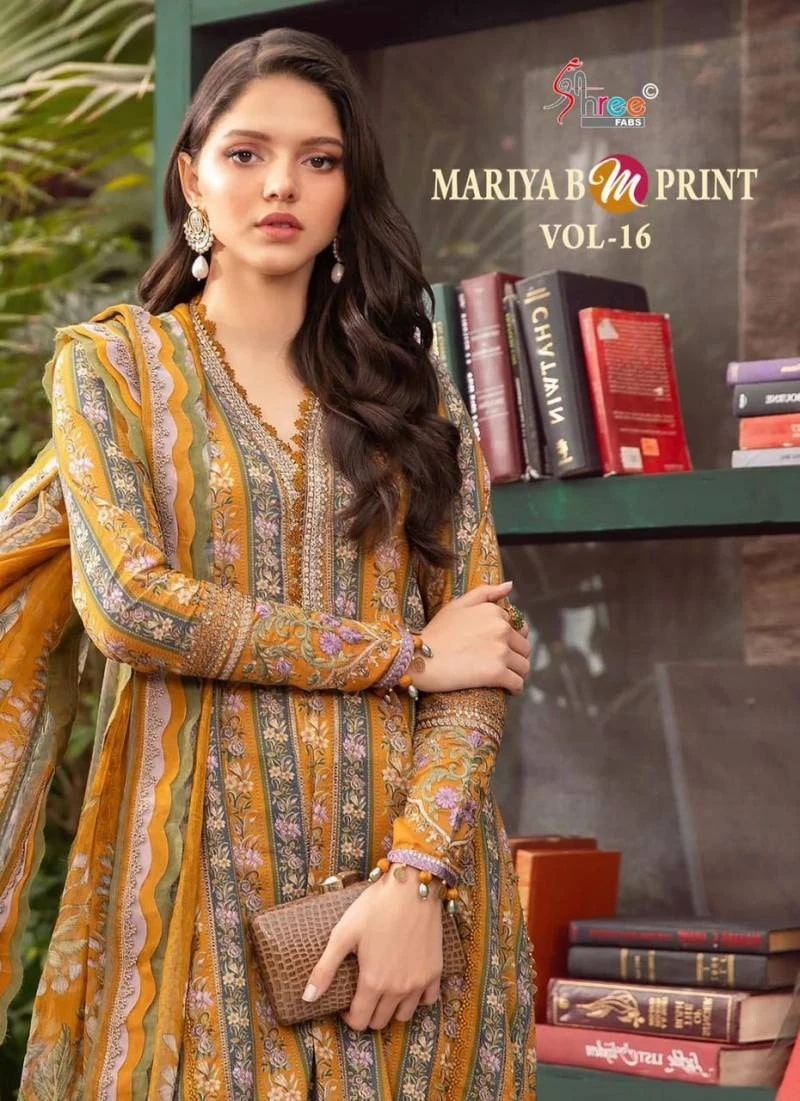 Shree Mariya B M Print Vol 16 Salwar Kameez Cotton Dupatta