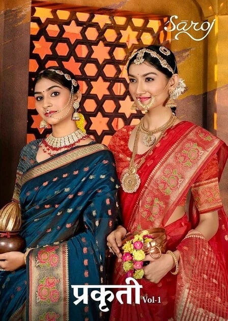 Saroj Prakruti Vol 1 Weaving Organza Fancy Saree Collection