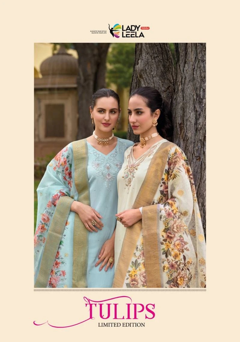 Lady Leela Tulips Viscose Designer Kurti Pant With Dupatta Collection