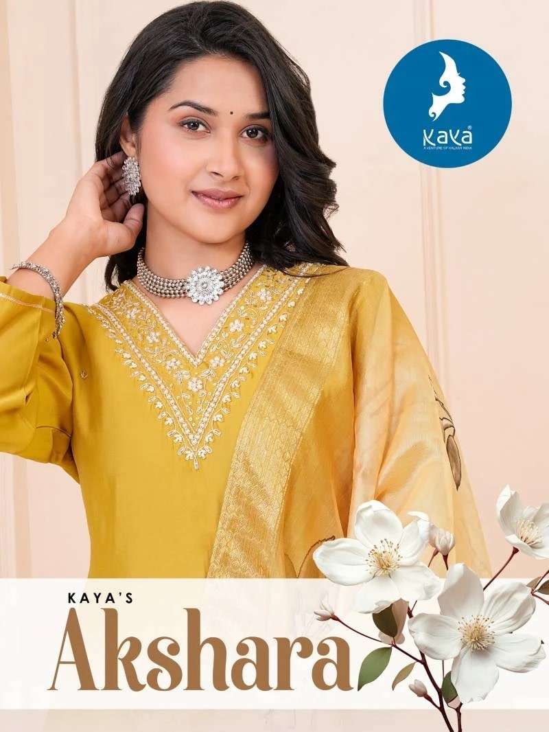 Kaya Akshara Silk Printed Kurti Pant With Dupatta Collection