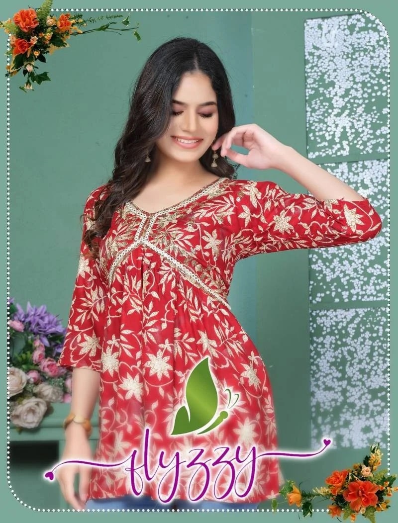 Beauty Flyzzy Heavy Rayon Foil Print Short Tops Collection