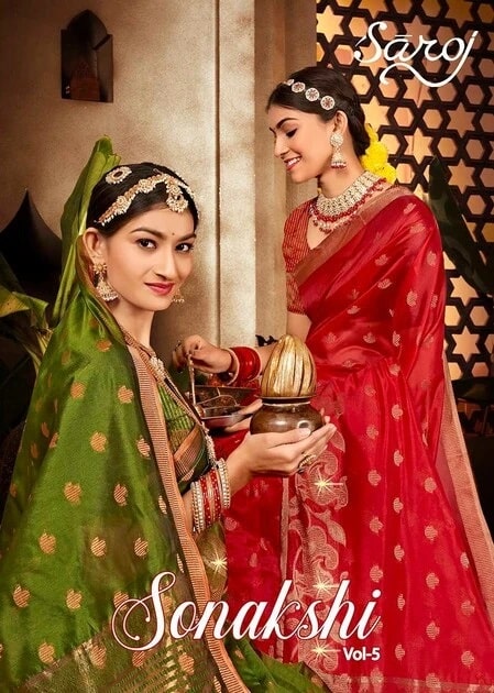 Saroj Sonakshi Vol 5 Organza Pure Silk Saree Collection