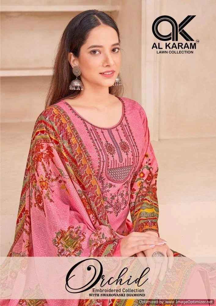 Al Karam Orchid Vol 1 Pure Cotton Dress Material Collection