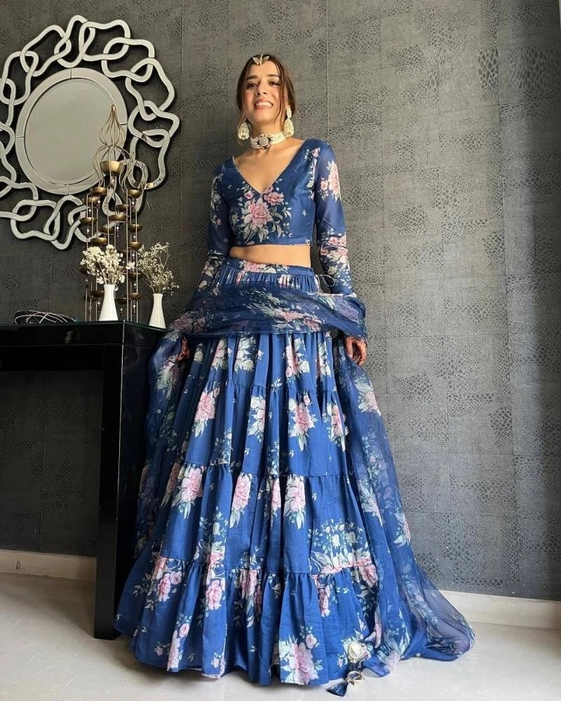 Kb 1074 Organza Party Wear Lehenga Choli Collection