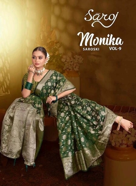 Saroj Monika Saroski Vol 9 Heavy Swarovski Silk Saree Collection