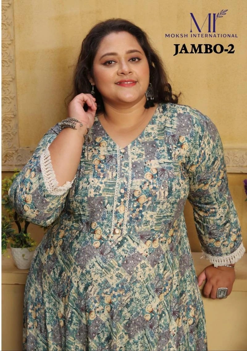 Moksh Jambo Vol 2 Fancy Plus Size Long Kurti Collection