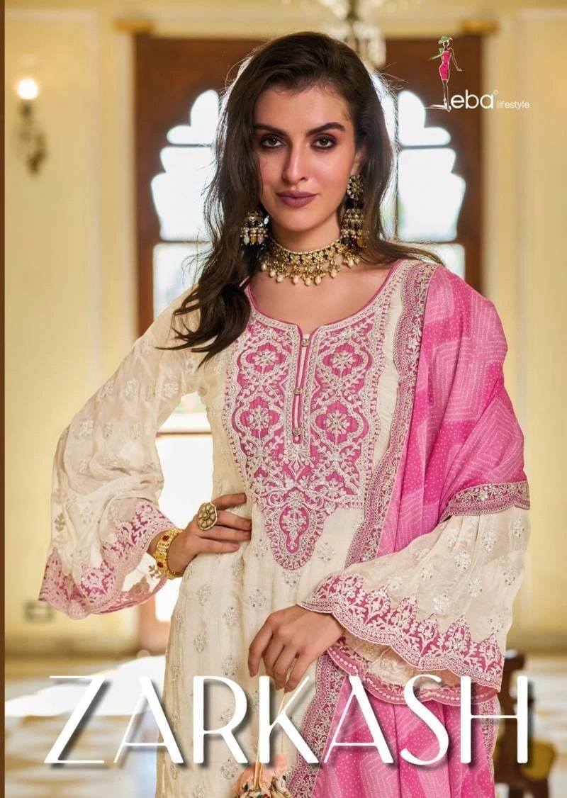 Eba Zarkash Embroidery Work Kurti Bottom With Dupatta Collection