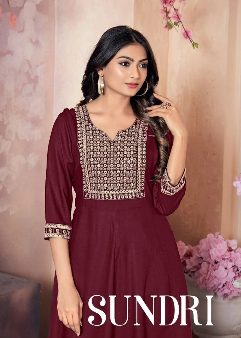 Sundri 1001 Embroidery Mirror Work Kurti Collection