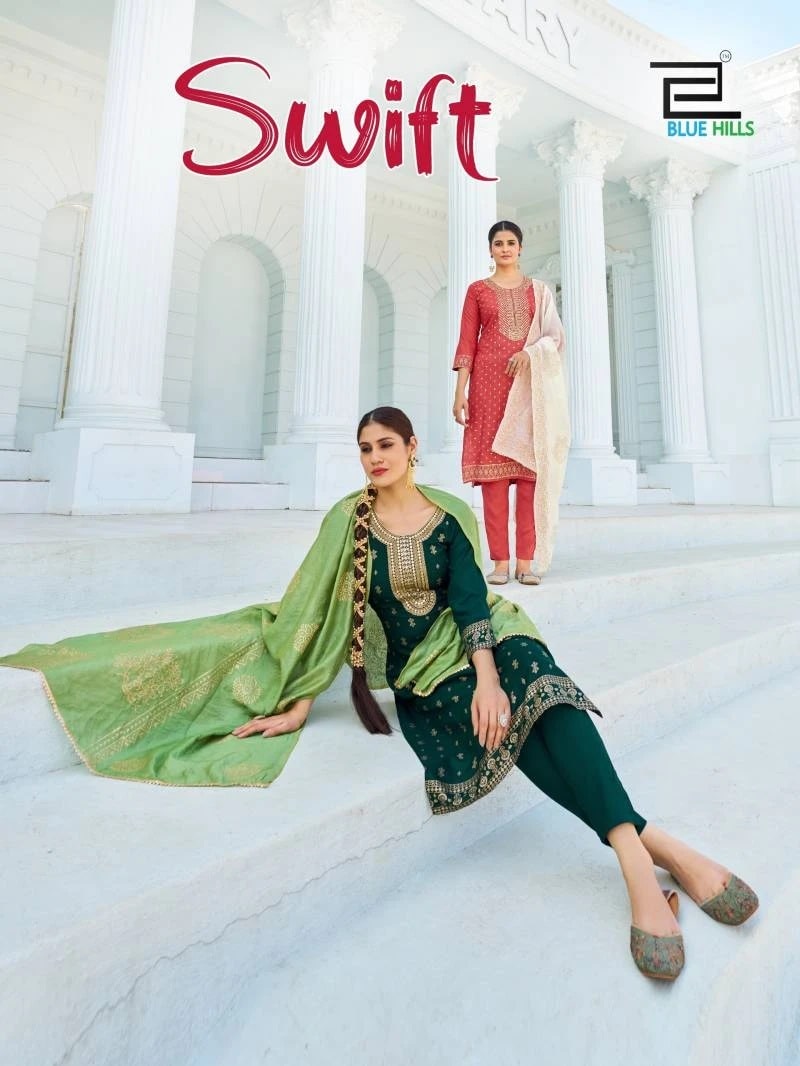 Blue Hills Swift Rayon Designer Kurti Bottom With Dupatta
