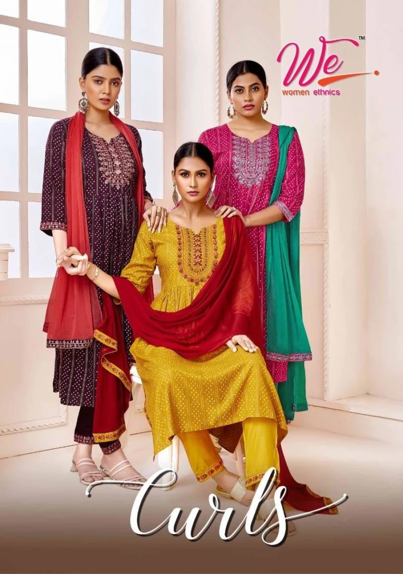 We Curls Designer Kurti Pant With Dupatta Collection