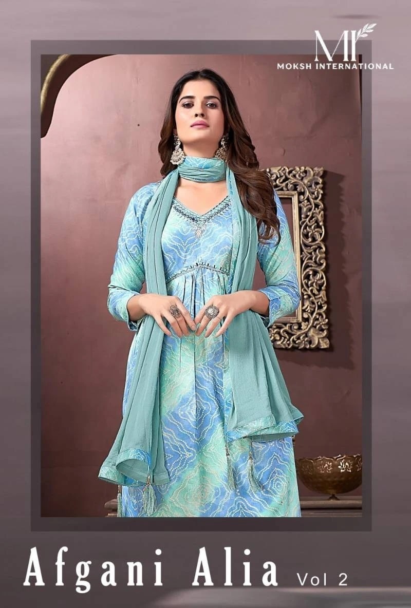Moksh Afgani Alia Vol 2 Aila Cut Kurti Pant With Dupatta Collection
