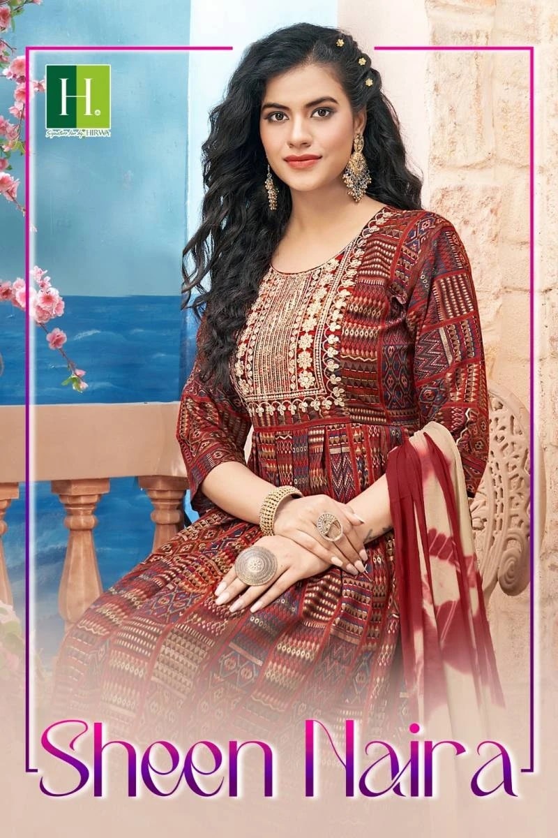 Hirwa Sheen Naira Cut Kurti Bottom With Dupatta