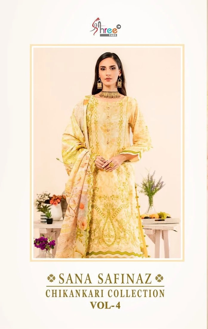 Shree Sana Safinaz Chikankari Vol 4 Pakistani Suits Chiffon Dupatta