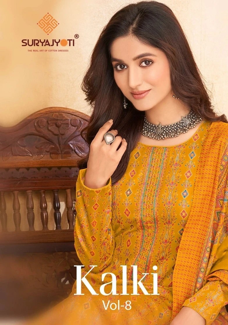 Suryajyoti Kalki Vol 8 Embroidery Cotton Dress Material Collection
