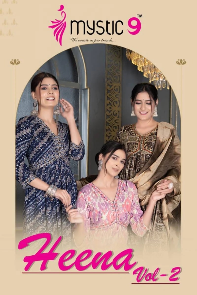 Mystic 9 Heena Vol 2 Designer Kurti Bottom With Dupatta Collection