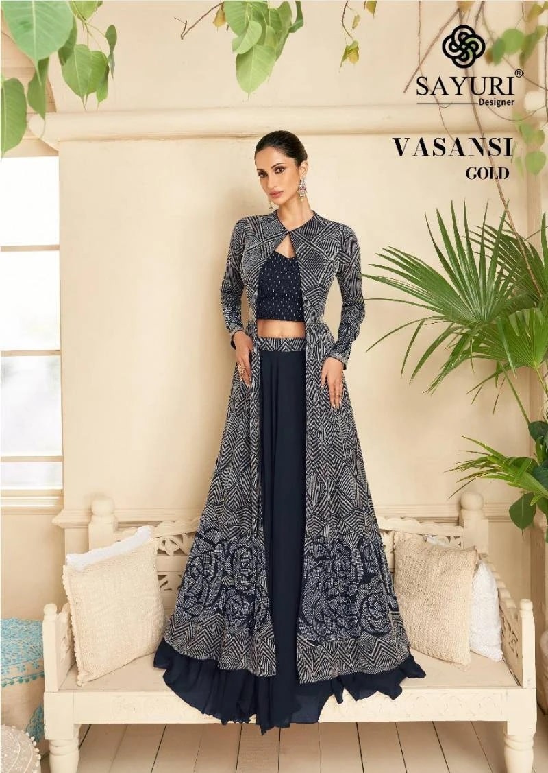 Sayuri Vasansi Gold Georgette Salwar Kameez Collection